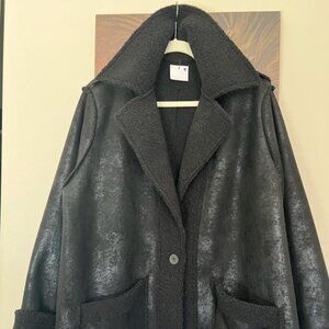 NEW Sympli Women's BLACK Faux Leather Jacket Size Large